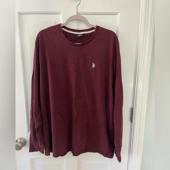 ๐Free with Purchase!๐ US Polo Burgundy Long Sleeve Tshirt size XXL - Picture 1 of 5